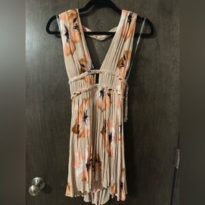 Floral Sleeveless Maxi Dress - Cream and Pink